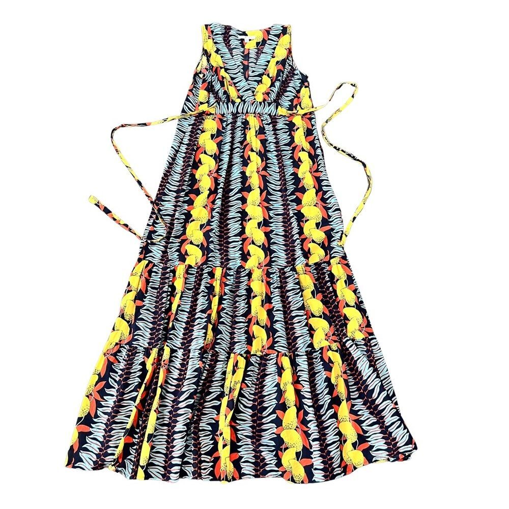 Cabi 415 Tiered Tropical Print Sleeveless Maxi
Dress V-Neck Empire Waist medium